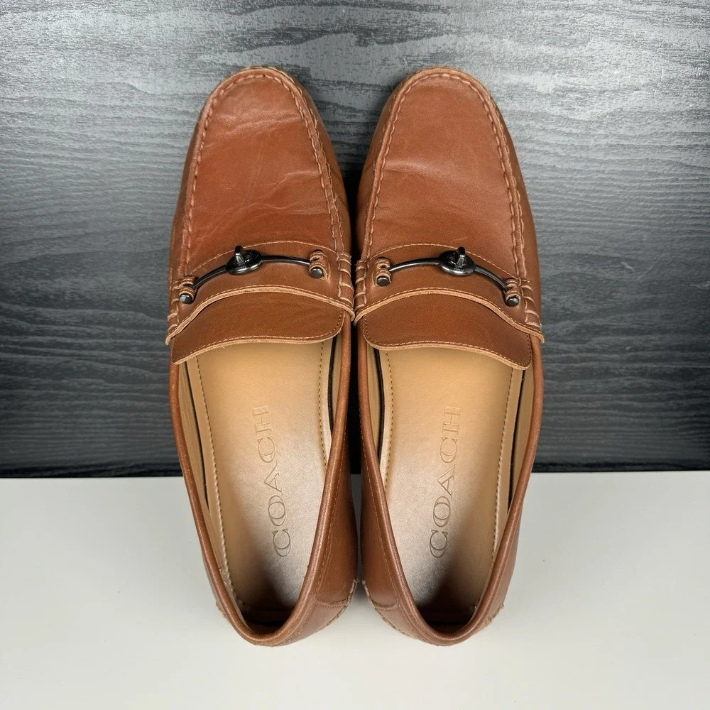 Coach Mott Driver FG2984 Brown Leather Loafer Dress Shoes Mens Size 10.5 D
